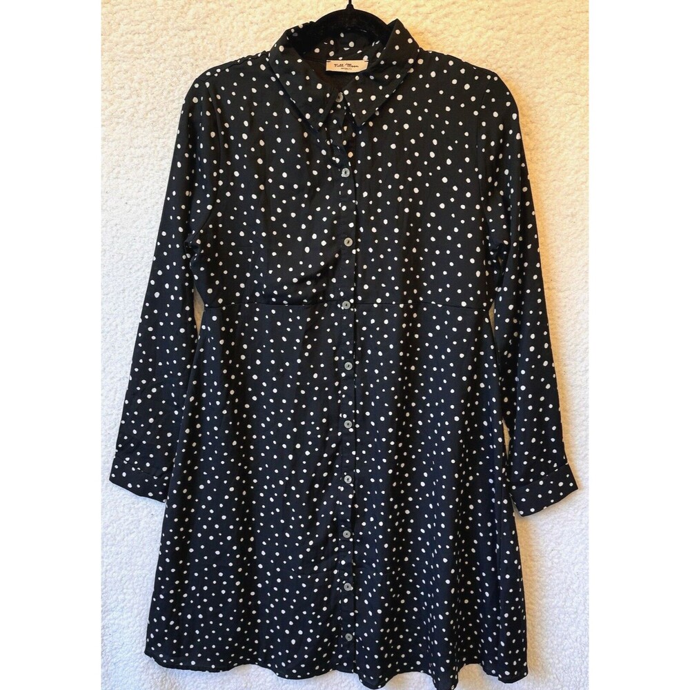 Full‎ Moon Maternity Dress size S Long Sleeve Career Stretch Polka Dot Lined